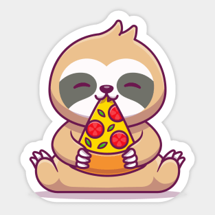 Cute Sloth Eating Pizza Sticker